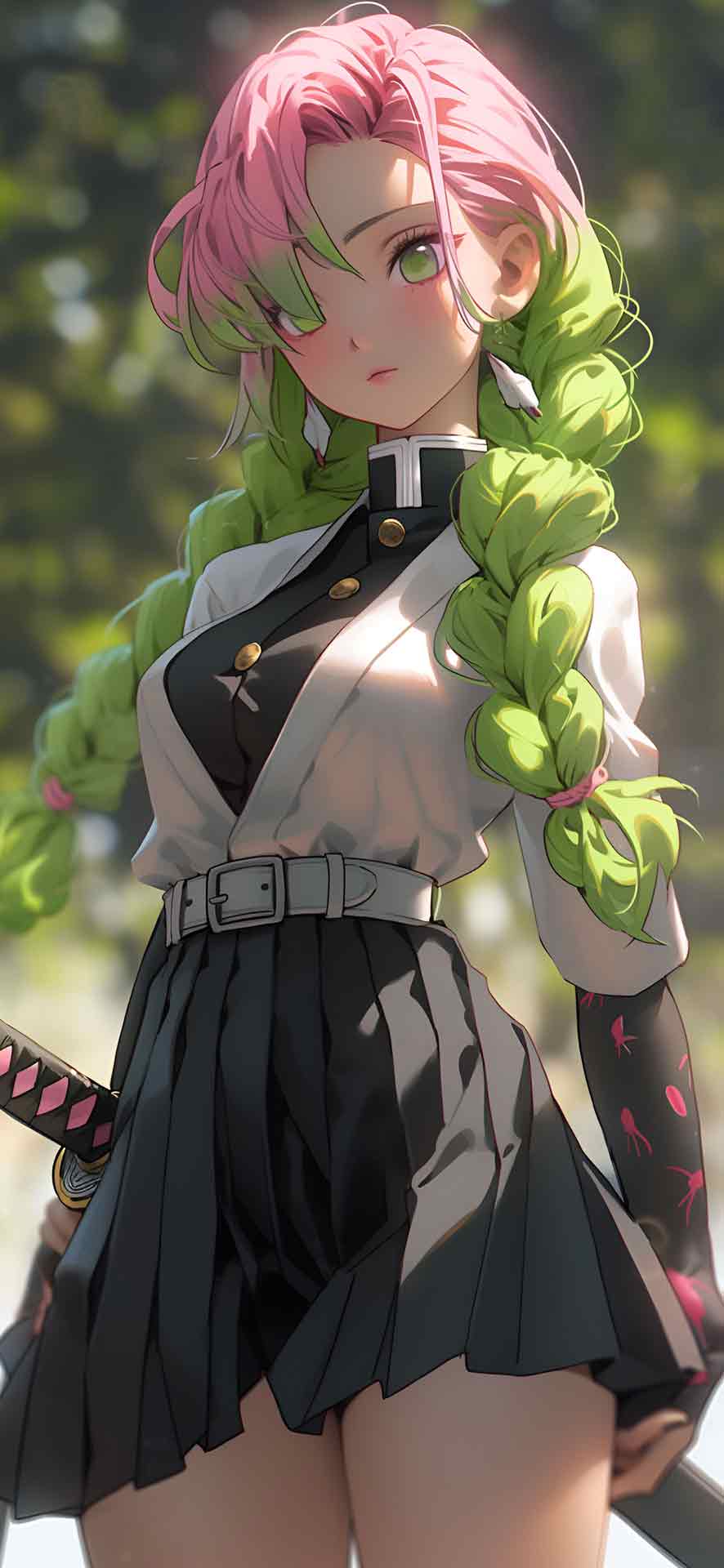 鬼灭之刃甘露寺 MITSURI KANROJI 与武士刀壁纸