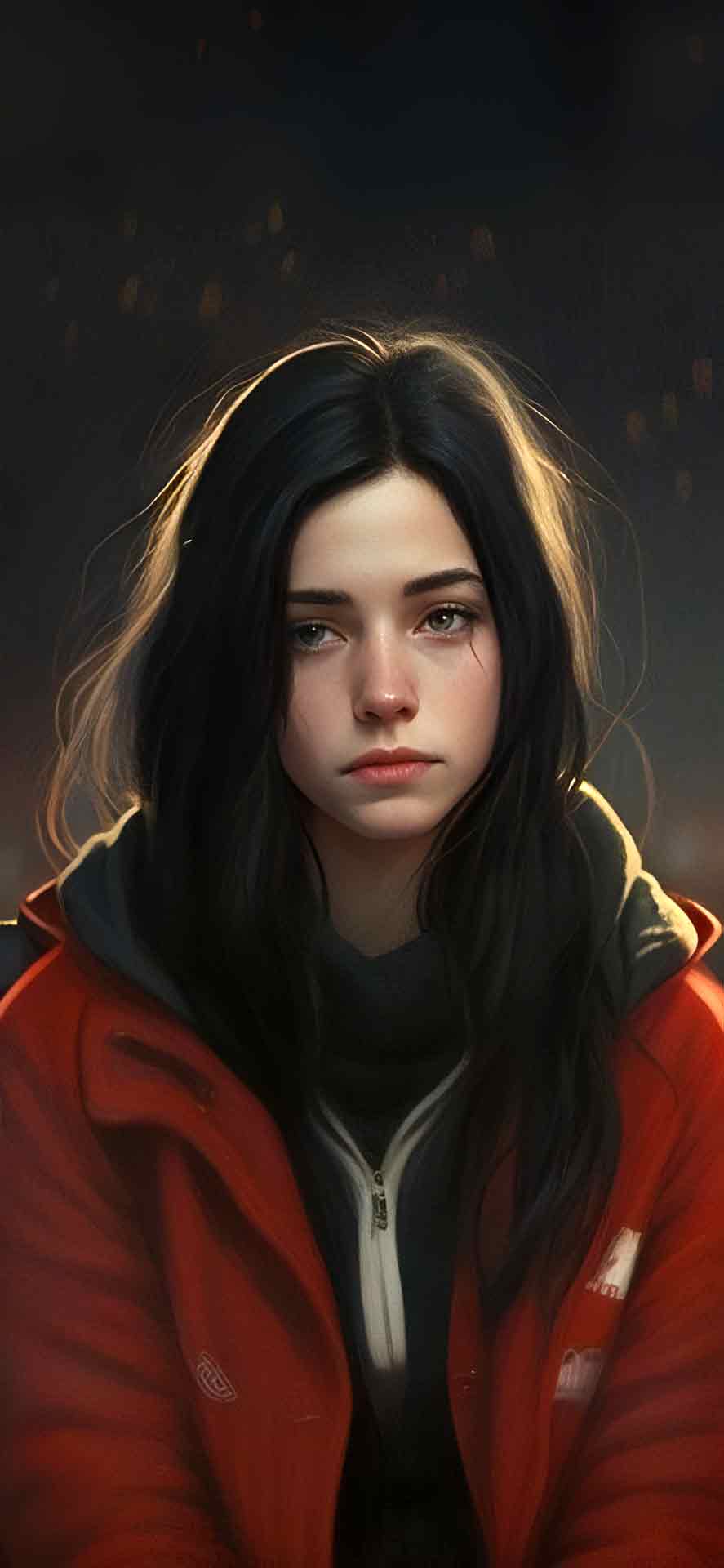 悲​​伤女孩iPhone深度效果壁纸 08