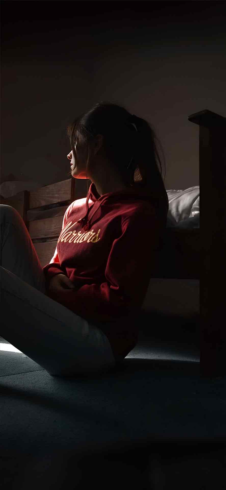 悲​​伤女孩iPhone深度效果壁纸 10