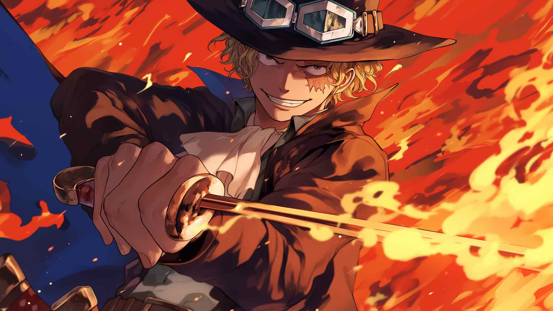 海贼王萨博烈焰剑桌面壁纸