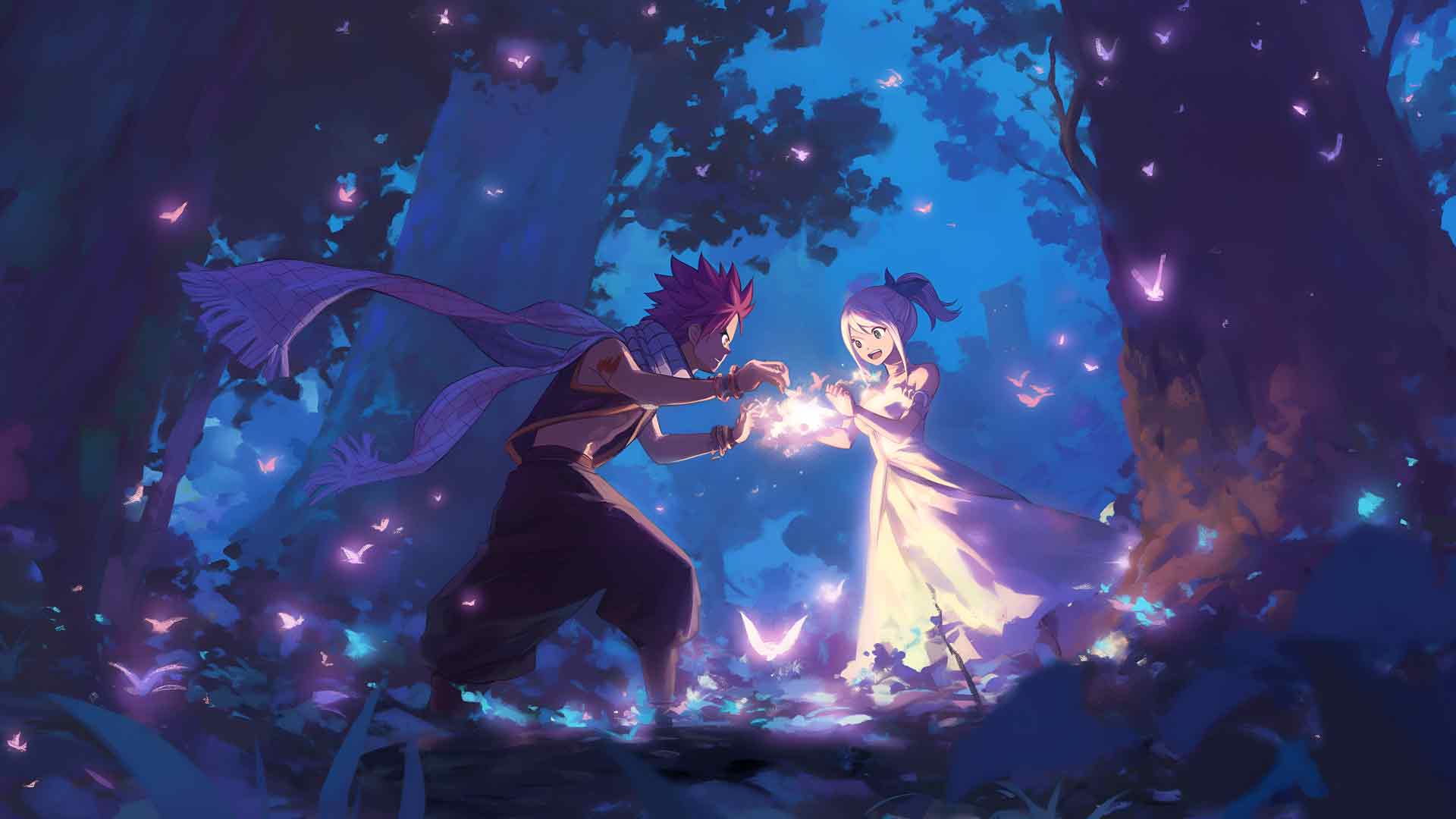 纳兹和露西魔法森林妖精的尾巴桌面壁纸