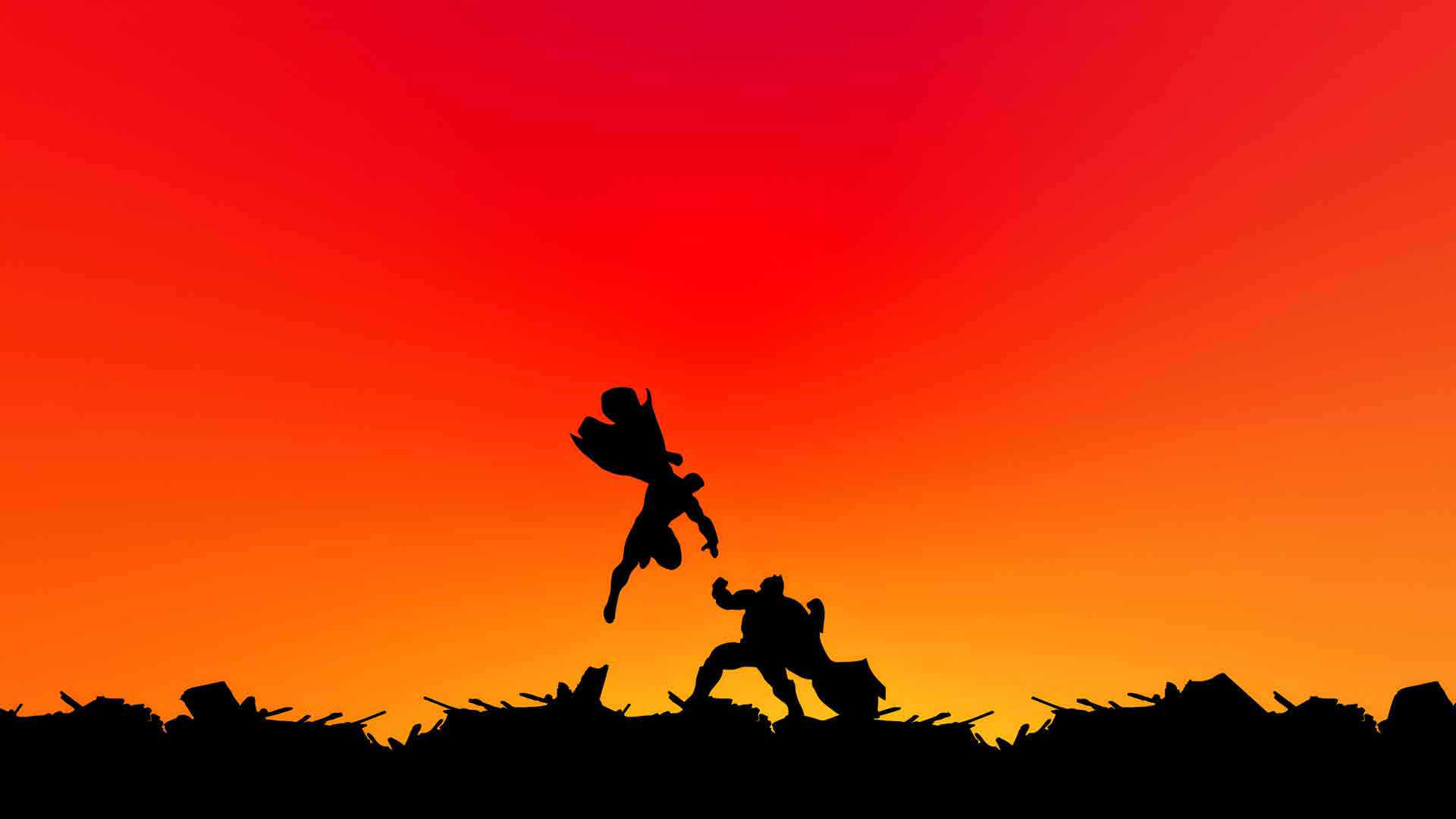 DC漫画蝙蝠侠超人日落之战桌面壁纸